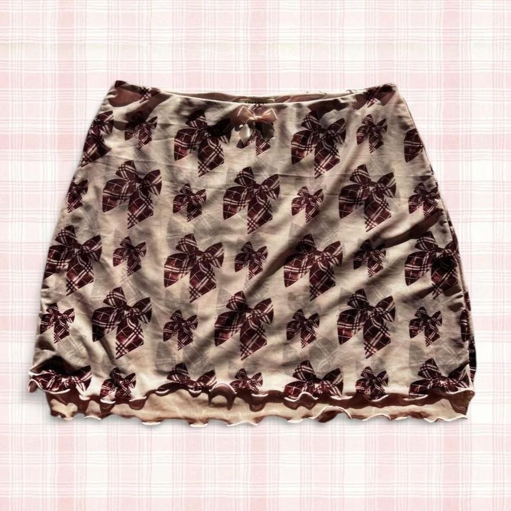 I Believe Plaid Bow Print Mini Skirt 🎀